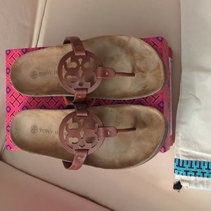 Tory Burch Brown Miller Cloud Sandal, worn once in house